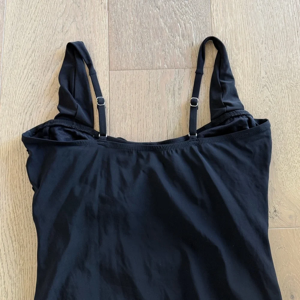 Aqua Green Black Ruched One Piece Swimsuit